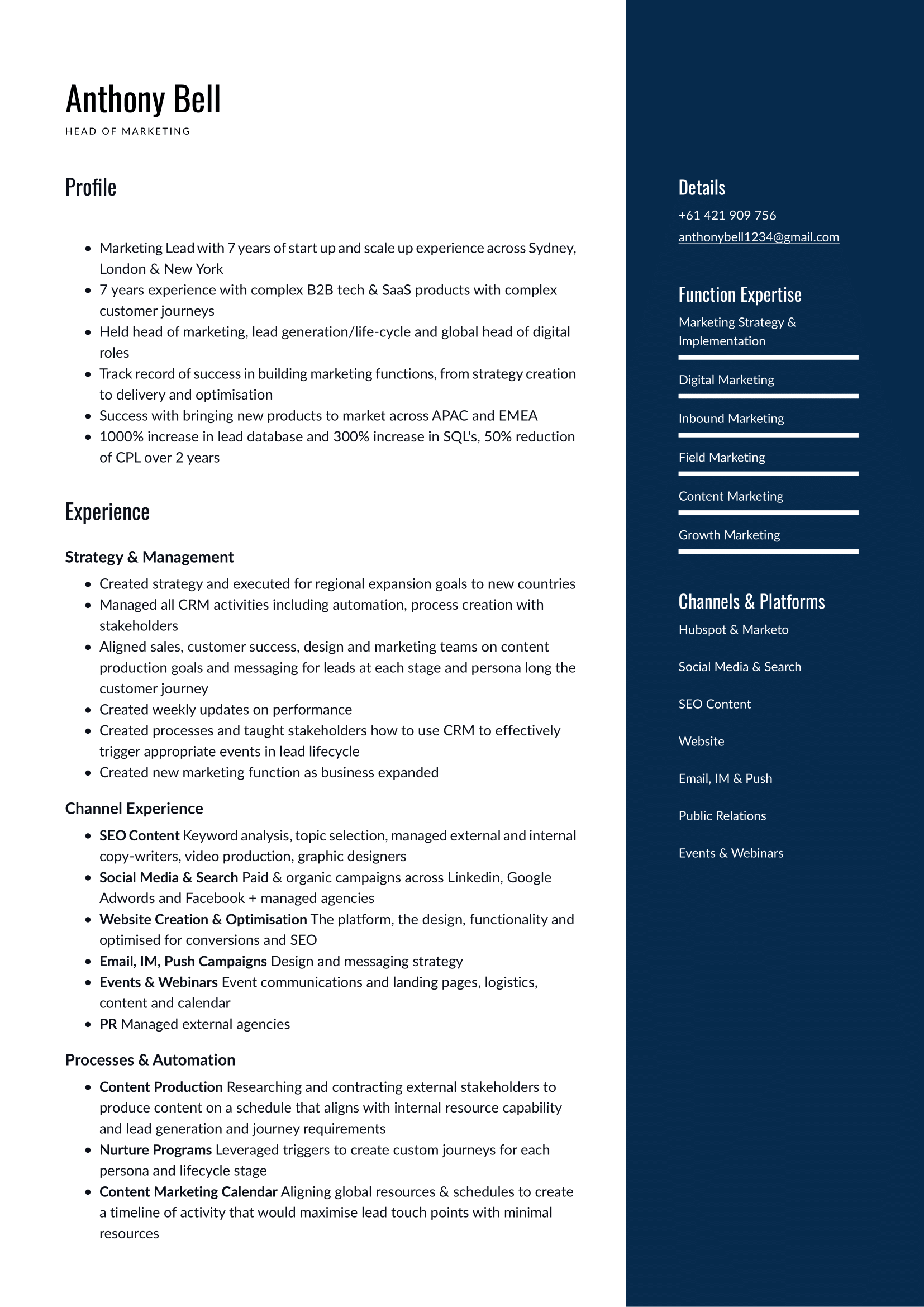 anthony's resume